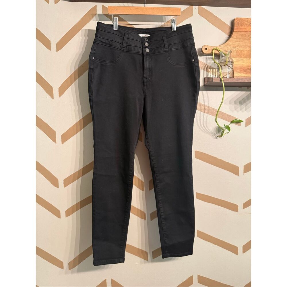 Angels Forever Young‎ Black Stretch 3 Button Evershape Skinny Jeans Size 14